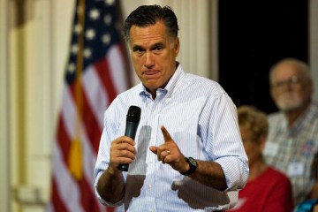 Image: Republican presidential candidate Mitt Romney talks to supporters during a campaign rally in St. Petersburg, Florida, May 16, 2012.