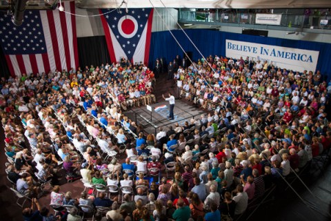 Republican Presidential candidate Mitt Romney campaigns in Ohio.