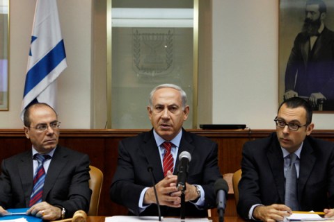 Israel's Prime Minister Benjamin Netanyahu attends the weekly cabinet meeting in Jerusalem