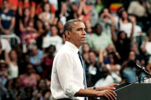 President Obama Campaigns In South Florida At University Of Miami