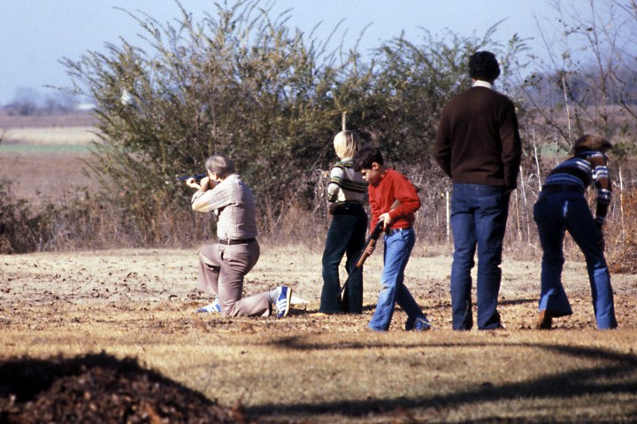Former President Jimmy Carter shooting guns in Plains, Ga., on Dec. 28, 1978.