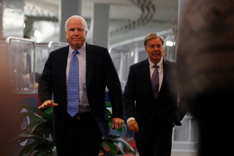 U.S. Republican Senators John McCain of Arizona and Lindsey Graham of South Carolina 