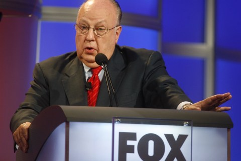 Roger Ailes, chairman and CEO of Fox News answers questions during panel discussion at Television Critics Association summer press tour in Pasadena
