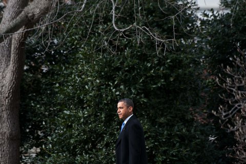 President Barack Obama departs the White House in Washington, Feb. 4, 2013. 