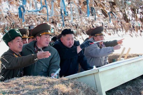 North Korean leader Kim Jong-Un visits the Wolnae Islet Defence Detachment in the western sector of the front line, near Baengnyeong Island of South Korea