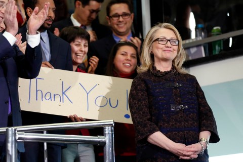 Clinton bids farewell to the State Department in Washington
