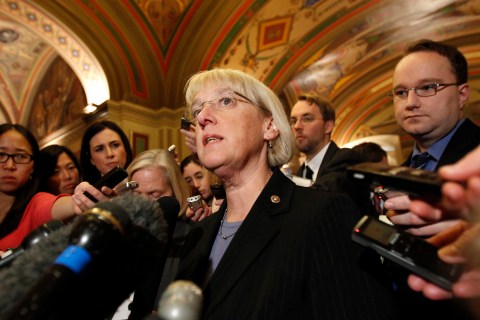Super committee co-chair Senator Murray speaks to reporters as she arrives for a meeting in the Capitol in Washington