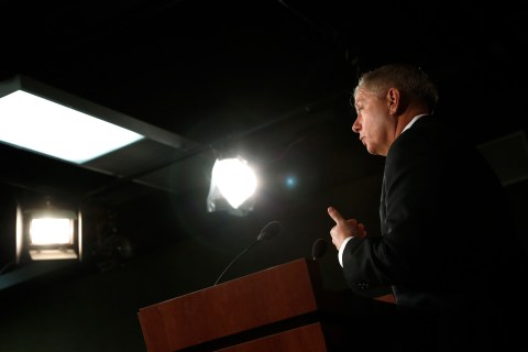 U.S. Senator Lindsey Graham addresses a news conference about proposed gun violence legislation in Washington