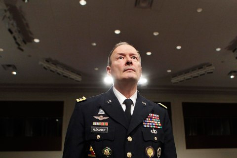 General Keith Alexander arrives at a Senate Appropriations Committee hearing in Washington