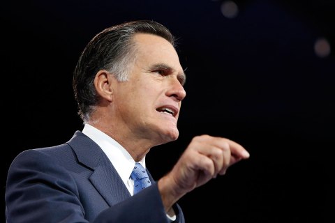 Former U.S. presidential candidate Romney makes a point during remarks to the Conservative Political Action Conference in National Harbor, Maryland