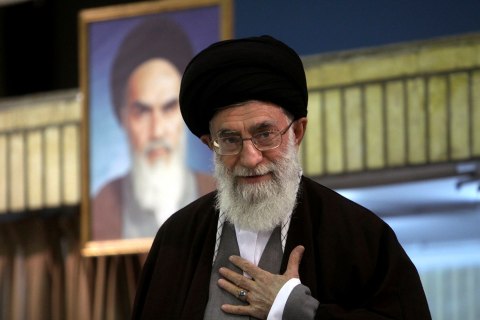 File photo shows Iran's Supreme Leader Ayatollah Ali Khamenei greeting clerics during a meeting in Tehran