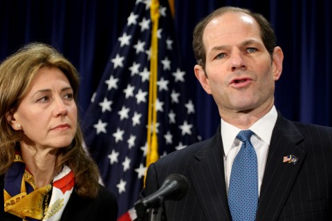 GOvernor Eliot Spitzer resigns at his Midtown office with hi