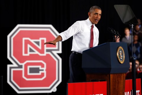U.S. President Barack Obama speaks at North Carolina State University in Raleigh