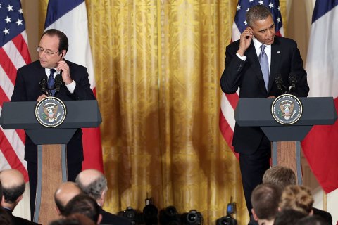 President Obama And President Hollande Hold Joint News Conference In The East Room
