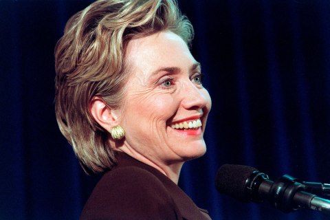 Then-First Lady Hillary Clinton announces she will run for Senate in New York, Nov. 23, 1999.