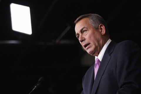John Boehner Holds Media Briefing At The Capitol