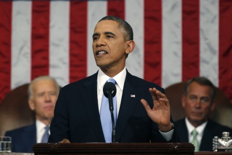 U.S. President Barack Obama delivers his State of the Union speech on Capitol Hill in Washington, D.C., on  Jan. 28, 2014.